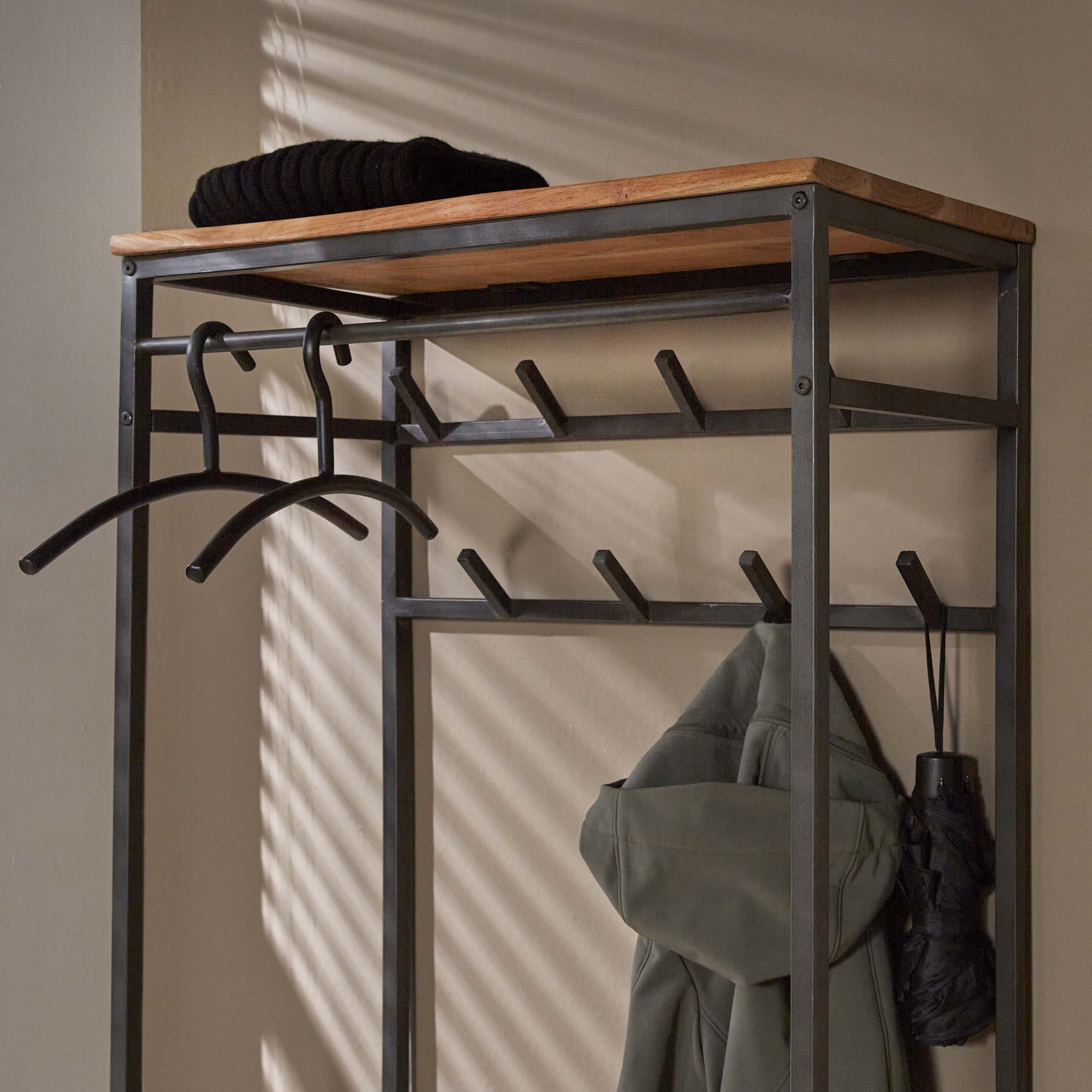 Garderobsmöbel stångkant / Solid akacia natur