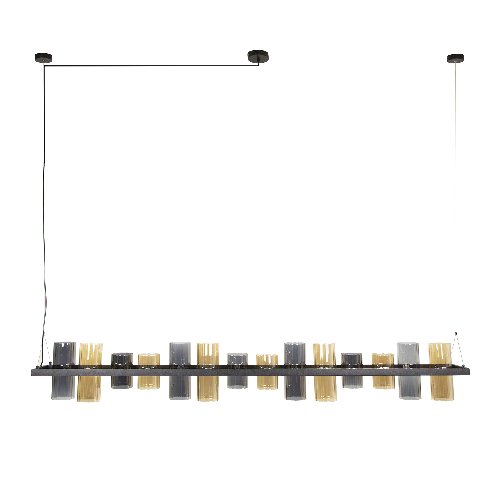 Hänglampa 14L cylinder blandat glas (G9) / Artic svart