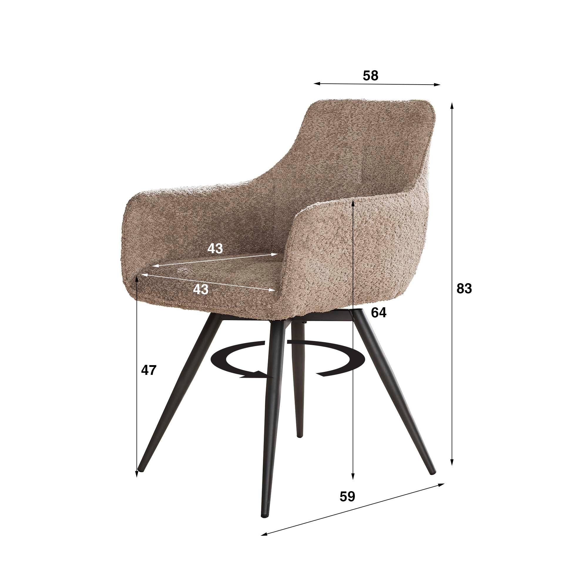 Fåtölj boucle vridbar. VPE2 / Boucle sand färg