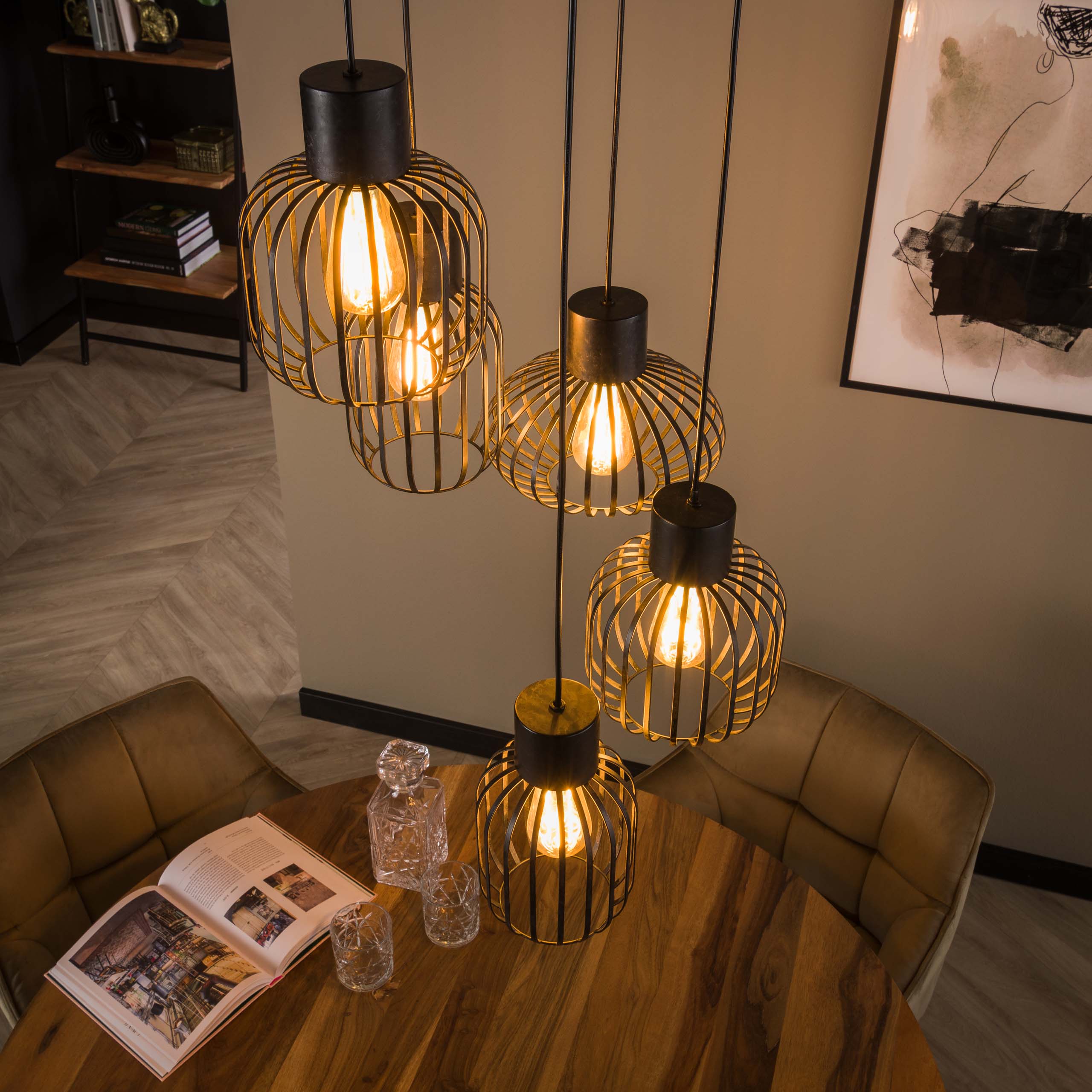 Hänglampa 5L stegblandning metall / kol