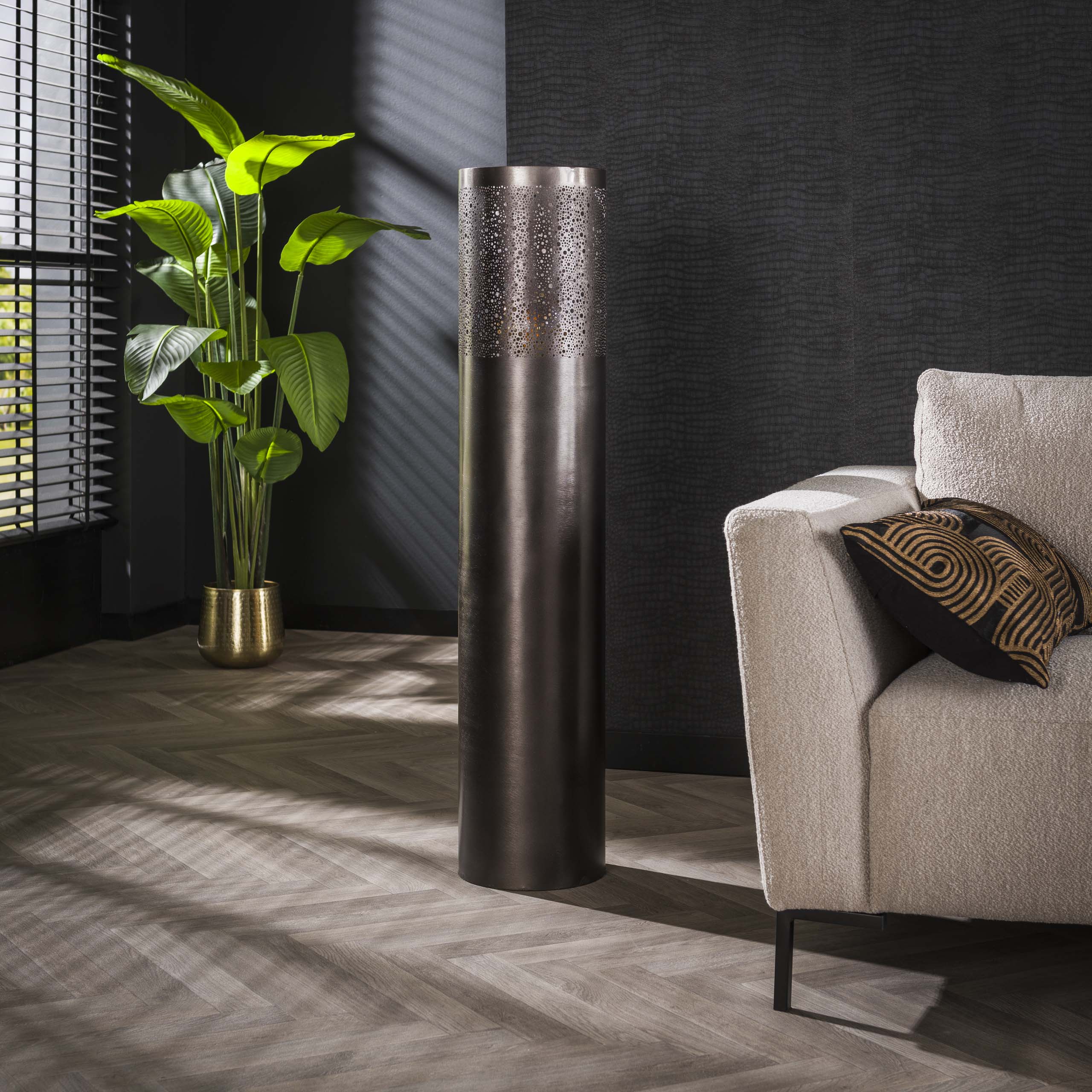 Golvlampa Cylinder Glow 1-light 120 cm - Svart nickel