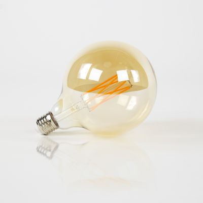 Ljuskälla LED [G125] glödlampa Ø12,5 - E27 6W dimbar / Bärnstensfärgad glas
