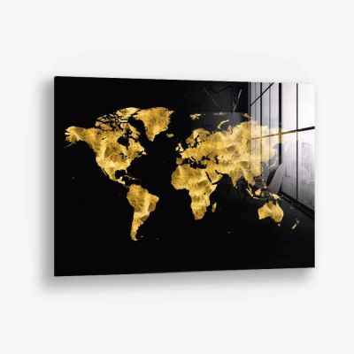 Golden World Map – Glass