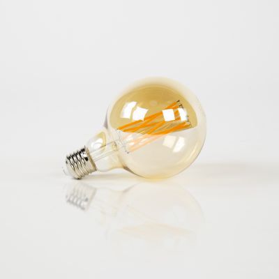 Ljuskälla LED [G95] glödlampa Ø9,5 - E27 6W dimbar / Bärnstensfärgad glas