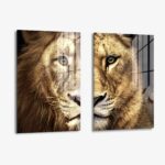 Set: Lion & lioness Color (2x) - Glas