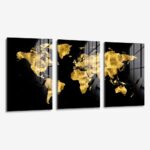 Set: "Golden World Map" (3x) – Glas