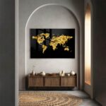 Golden World Map – Glas - Bild 3