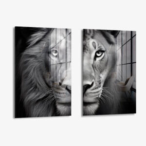 Set: "Lion & Lioness II" (2x) – Glas