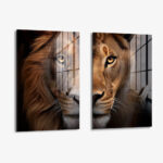 Set: "Lion & Lioness Color II" (2x) – Glas