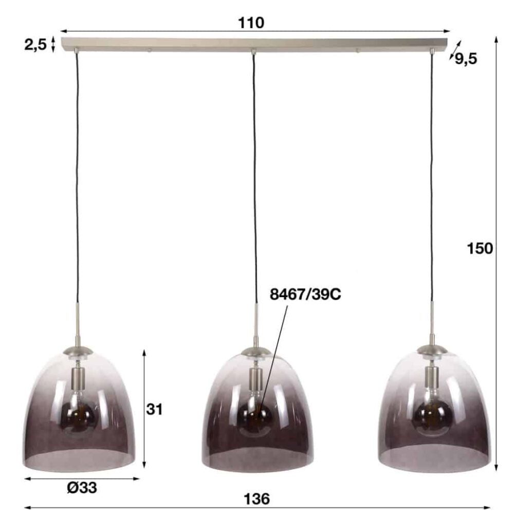 Lampe suspendue 3L Shaded Cone - Bild 3