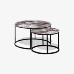 Soffbord Svart - Grey & Gold Abstract Marble