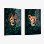 Set: "Jungle Lion and Lioness" (2x) – Glas